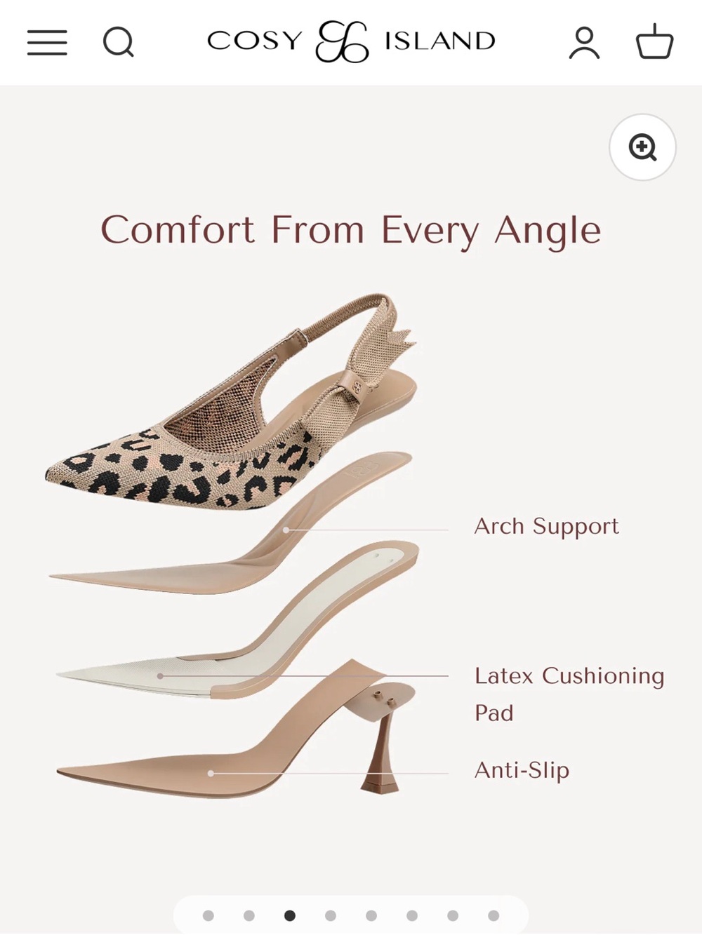 Leopard Knit Slingback Heels - Beige/Black - Picture 5 of 5